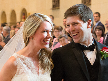 Katie & Drew leaving their ceremony at the Inn at St. Johns immediately after their marriage ceremony